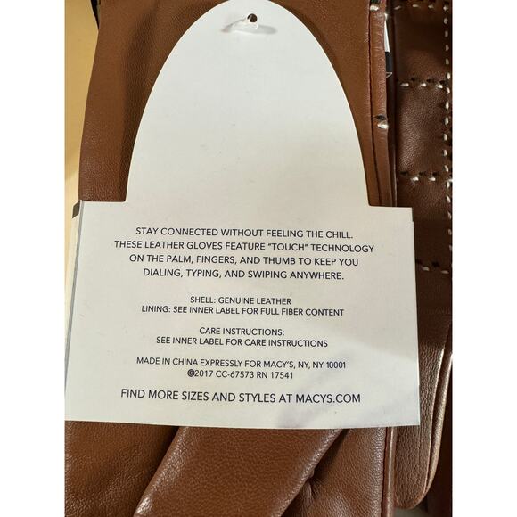 Charter Club Plaid Top Stitch Leather Smart Gloves Super Soft Lining New - Picture 5 of 6